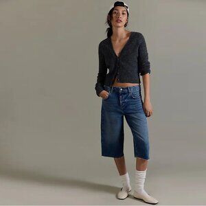 NWT New Free People We The Free Relaxed Capri In Rinse Jeans Size 25